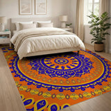 Vibrant Orange Mandala Persian Area Rug