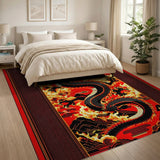 Red Fiery Red Dragon Area Rug