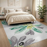 Teal Abstract Leaf Area Rug