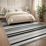 Grey Geometric Modern Grey Striped Area Rug