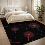 Windswept Red Dandelions Area Rug