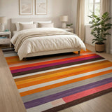 Multi-color and Patterns Stripe Vibrant Multi-Color Horizontal Stripe Area Rug