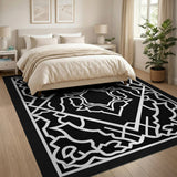 Black White Intricate Persian Area Rug