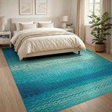 Teal Ocean Wave Gradient Area Rug
