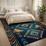 Teal Southwestern Geometric Diamond Rug