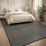 Beige Grey Geometric Grid Woven Rug