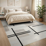 ODIKA Washable Abstract Geometric Area Rug - Low Pile Non-Slip Mid-Century Modern Rug