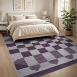 Geometric Modern Purple Geometric Checkered Area Rug