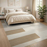 Modern Beige Block Geometric Area Rug