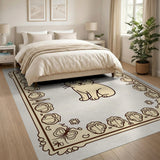 Charming Cartoon Cat Beige Area Rug