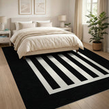 Bold Vertical Stripe Geometric Modern Bold Black White Vertical Stripe Area Rug