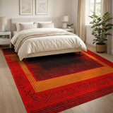 Geometric Modern Vibrant Red Geometric Modern Area Rug
