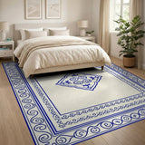 Ornate Blue Persian Border Area Rug