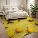 Zesty Lemon Yellow Fruit Pattern Rug
