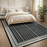 Black White Geometric Dot Wave Area Rug