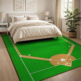 Kids Cartoon Baseball Field Kids Area Rug