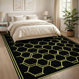 Bold Yellow Hexagon Grid Area Rug
