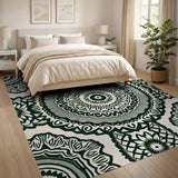 Traditional Persian Intricate Green Mandala Area Rug