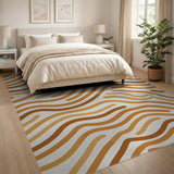 Orange Wavy Orange Abstract Area Rug