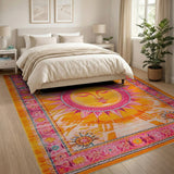Radiant Sun Face Boho Chic Area Rug
