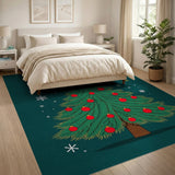 Festive Christmas Tree with Red Ornaments Area Rug