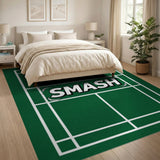 Smash Badminton Court Green Area Rug