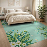 Teal Primrose Floral Area Rug
