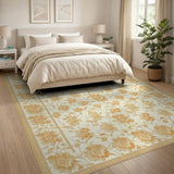 Cream Gold Floral Vintage Area Rug