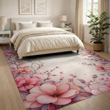 Blush Pink Peony Cherry Blossom Area Rug