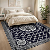 Navy Persian Medallion Lattice Area Rug