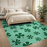 Playful Green Shamrock Clover Area Rug