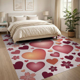 Pink Hearts Sakura Blossoms Area Rug