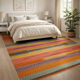Geometric Modern Multi-color and Patterns Vibrant Multi-Color Striped Geometric Area Rug