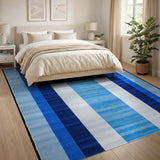 Geometric Modern Blue and Teal Modern Blue Vertical Stripe Area Rug