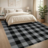 Black Gray Buffalo Check Area Rug
