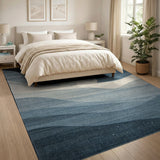 Starry Night Sky Moon Waves Blue Rug