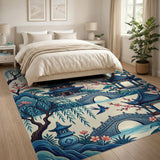 Serene Chinese Pagoda Garden Area Rug