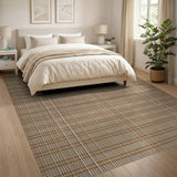 Tan Beige Woven Grid Area Rug