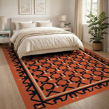 Orange Geometric Octagon Southwestern Rug