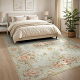 Vintage Blush Rose Floral Area Rug