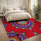 Vibrant Red Mandala Multi-Color Area Rug