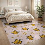 Cute Cartoon Cats Stars Pink Area Rug