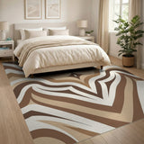 Wavy Brown Tan Geometric Area Rug