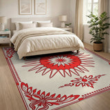 Red Floral Persian Medallion Rug