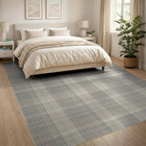 Grey Plaid Check Area Rug