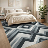 Modern Geometric Grey Diamond Area Rug