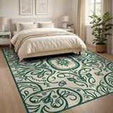 Elegant Green Peacock Persian Area Rug
