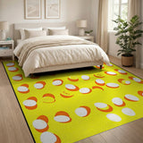 Playful Cartoon Eggs Yellow Area Rug
