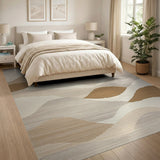 Abstract Wavy Dune Beige Area Rug