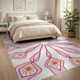 Radiant Pink Sunburst Floral Area Rug